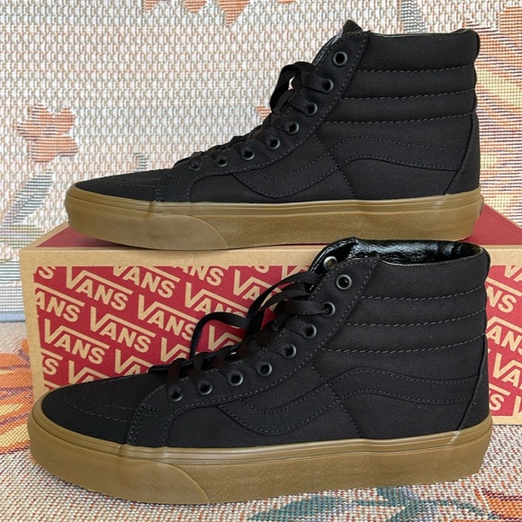 Vans WMNS Unisex Sk8-Mid Reissue Reflective Skate Shoe Canvas Gum Black/Light Gm - Picture 2 of 16